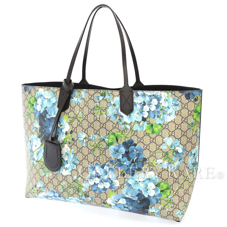 グッチ GGブルームス リバーシブル ミディアム トートバッグ ベージュ/ネイビー PVCコーティングキャンバス/レザー 368568