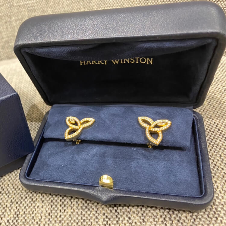 ハリー・ウィンストン リリークラスター イヤリング K18イエローゴールド ダイヤモンド