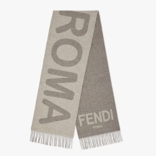 選べる配送時期 FENDI フェンディ マフラー グレージュ✖️アイボリー