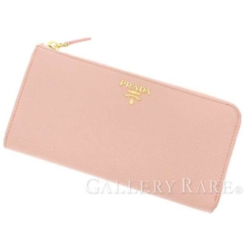 プラダのレディース財布ピンクのL字ファスナー