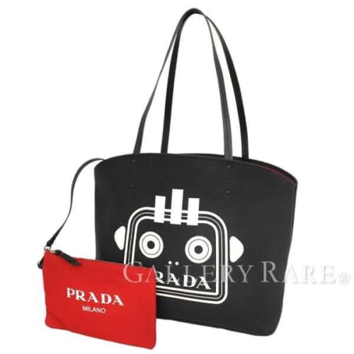 プラダ(PRADA) トートバッグ ロボット 黒 キャンバス