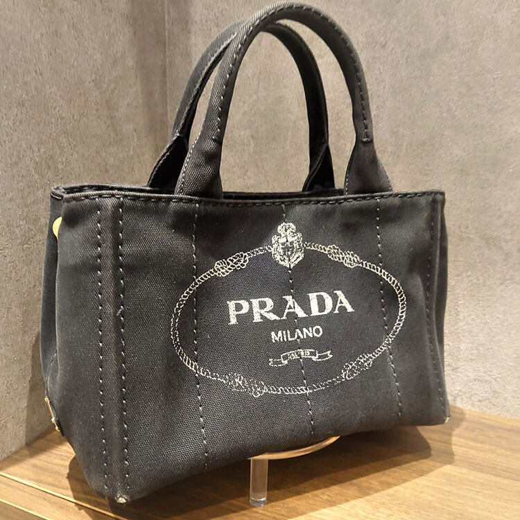 PRADA カナパ 2WAY トートバッグ キャンバス ブラック 1BG439キャンバスラインストーンサイズ