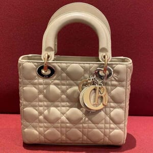 クリスチャン・ディオール MY ABCDIOR レディディオール 2wayハンドバッグ スモール ベージュ ラムスキン ゴールド金具 M0538OCEA