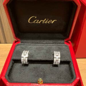 カルティエ マイヨン パンテール イヤリング 3連パヴェ K18ホワイトゴールド B8032600