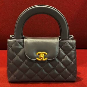 シャネル マトラッセ ミニショッピングバッグ グレー カーフレザー ゴールド金具 AS4416