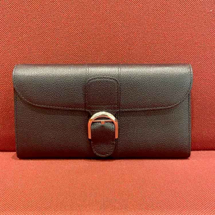 デルヴォー ブリヨン ロングチェーンウォレット スモール 黒 レザー シルバー金具 AB0476AAU099ZPA "