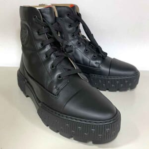 エルメス ショートブーツ フレッシュ オールレザー 42 黒 ナッパ/カーフ