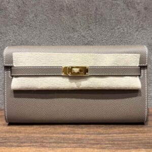 エルメス ケリーウォレット ロング トゥーゴー エトゥープ エプソン ゴールド金具 W刻印