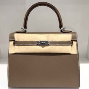 エルメス ケリー25 セリエ(外縫い) エトゥープ エプソン シルバー金具 K刻印