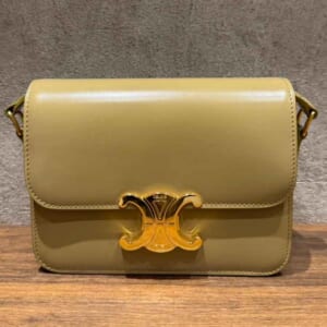 セリーヌ ティーン トリオンフ ショルダーバッグ オリーブ シャイニーカーフスキン ゴールド金具 188423