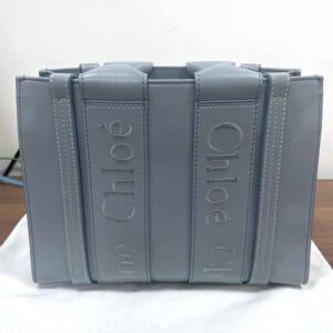 クロエ ウッディ 2WAYトートバッグ スモール ライトブルー カーフレザー シャンパンゴールド金具 CHC23US397I6041A