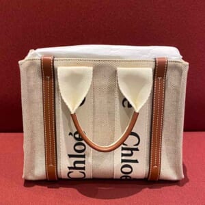 クロエ トートバッグ ウッディ スモール ブラウン キャンバス/レザー