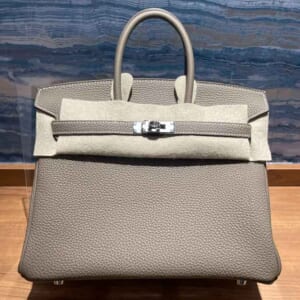 エルメス バーキン25 エトゥープ トゴ シルバー金具 W刻印