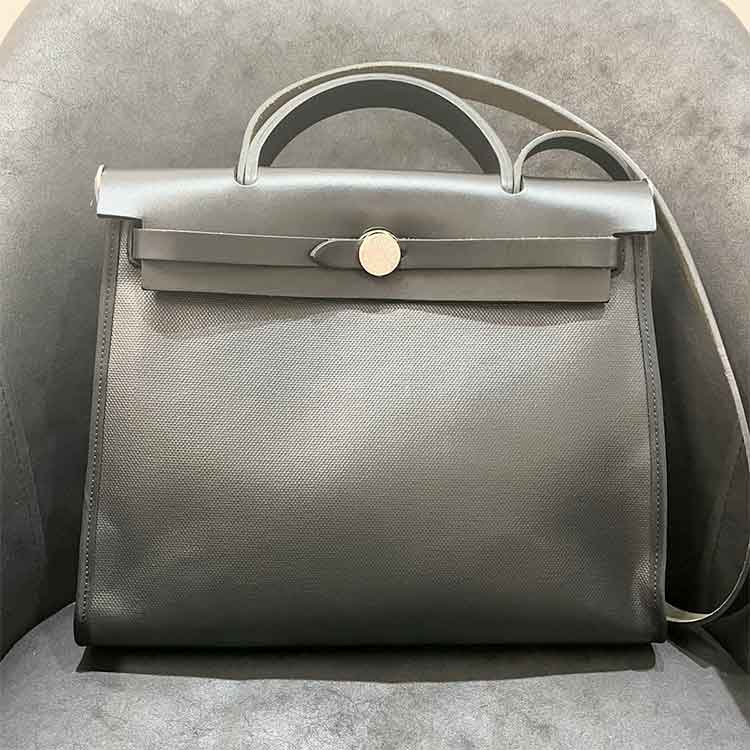 エルメス エールバッグジップPM 黒 トワルアッシュベルリンヌ/レザー シルバー金具 U刻印