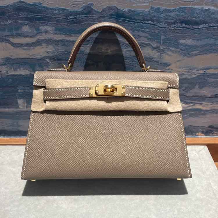 エルメス ミニケリードゥ エトゥープ エプソン ゴールド金具 W刻印