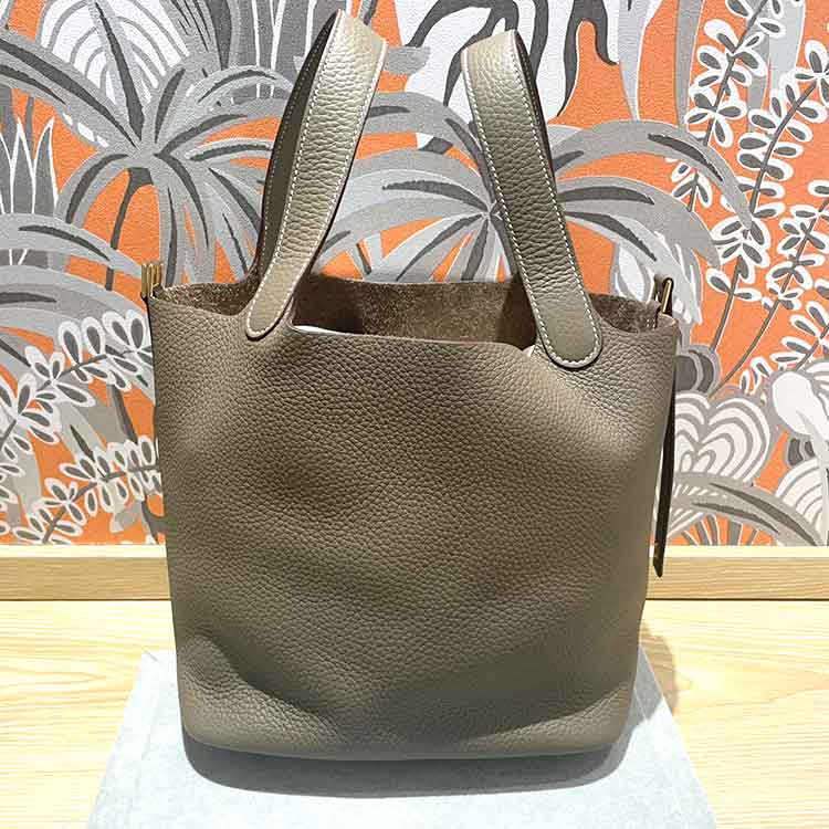 エルメス ピコタンロックMM エトゥープ トリヨンクレマンス ゴールド金具 W刻印