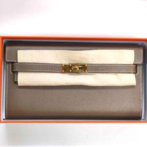 エルメス ケリーウォレット ロング トゥーゴー エトゥープ エプソン ゴールド金具 Z刻印
