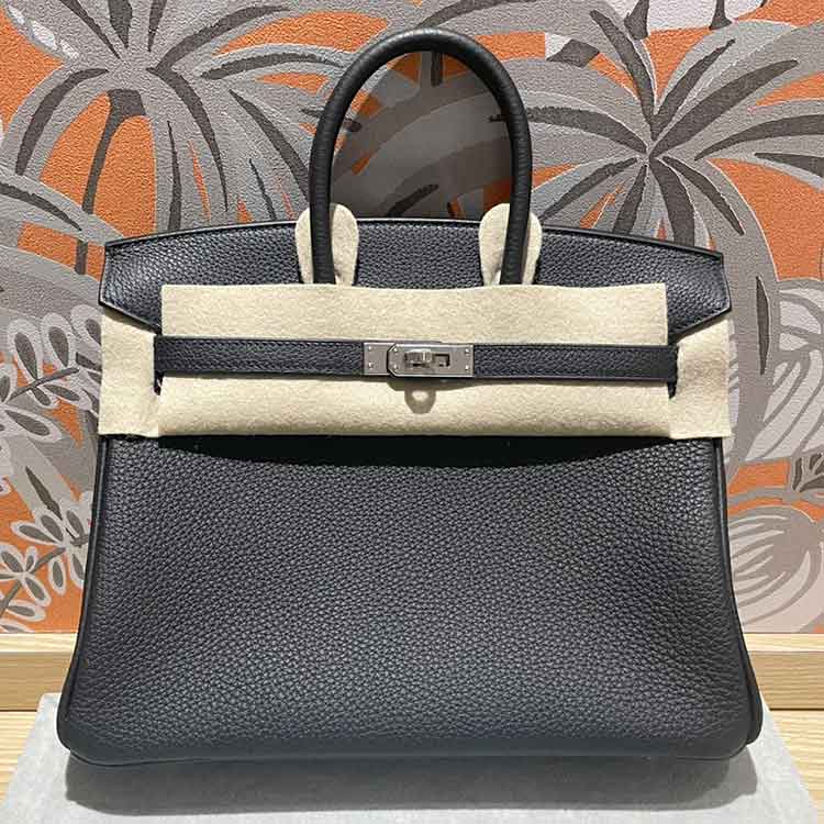 エルメス バーキン25 黒 トゴ シルバー金具 W刻印