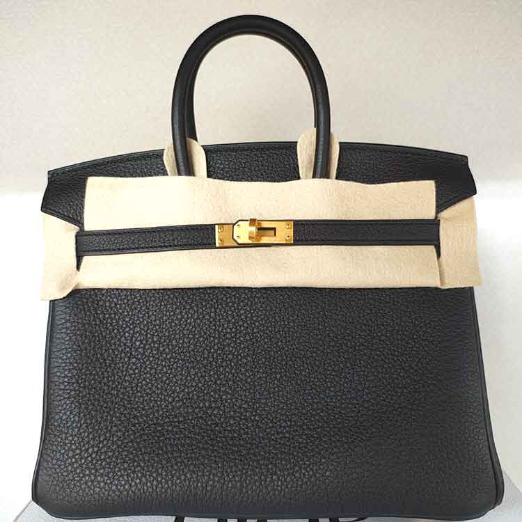 エルメス バーキン25 黒 トゴ マットゴールド金具 K刻印