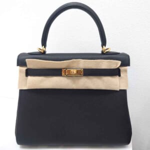 エルメス ケリー25 黒 トゴ ゴールド金具 K刻印