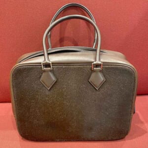 エルメス プリュム28 ブラウン ハラコ/スイフト シルバー金具 □K刻印