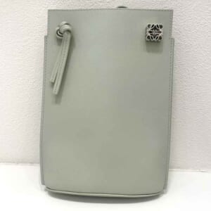 ロエベ ショルダーバッグ ダイスポケット ライトグリーン レザー シルバー金具