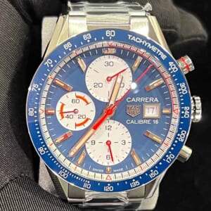 タグ・ホイヤー カレラ クロノグラフ キャリバー16 41mm ブルー/ホワイト文字盤 SS CV201AR.BA0715
