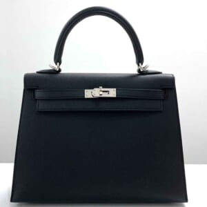 エルメス ケリー25 セリエ(外縫い) 黒 エプソン シルバー金具 W刻印