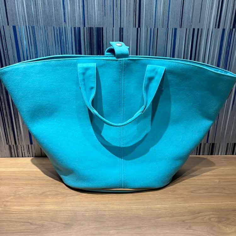 エルメス パニエドプラージュ ブルー キャンバス シルバー金具