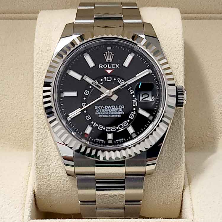 ロレックス スカイドゥエラー 42mm ブラック文字盤 SS/K18ホワイトゴールド オイスター 326934