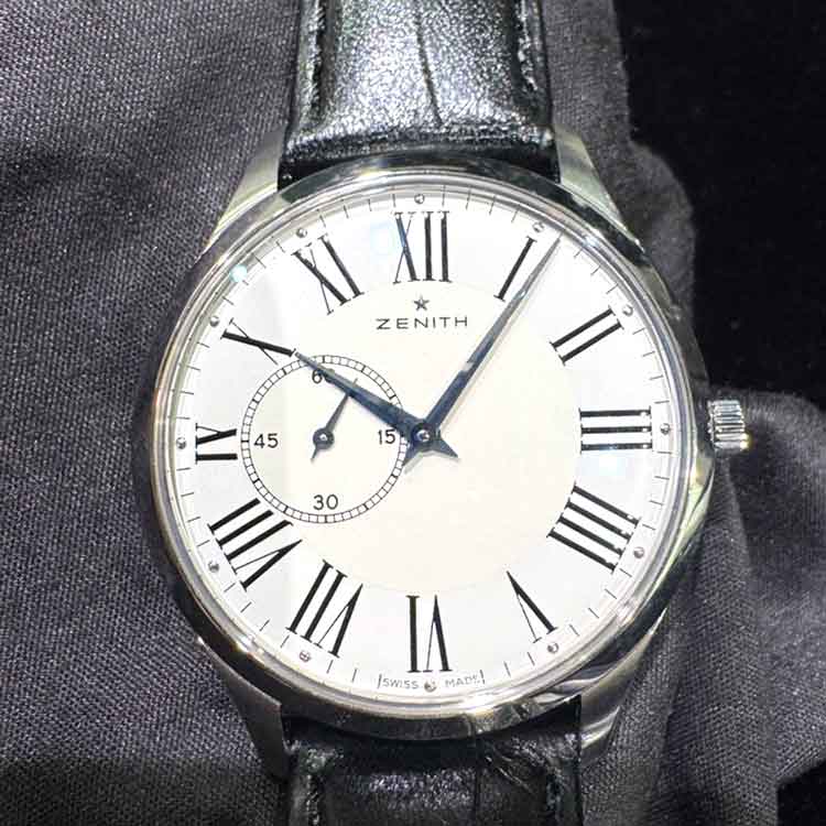 ゼニス エリート ウルトラシン 40mm ホワイト文字盤 SS/レザー 03.2010.681