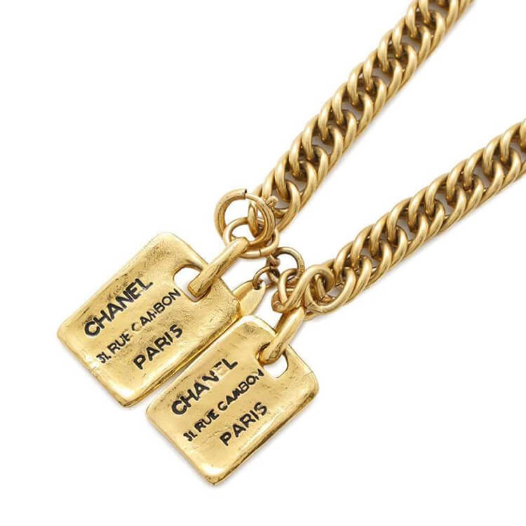 CHANEL シャネル カンボンプレート ヴィンテージ ネックレス ゴールド CHANEL 大SALE シャネル ヴィンテージ ロゴ カンボン プレート