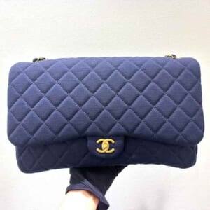 シャネル デカマトラッセ38 チェーンショルダーバッグ ネイビー コットン ゴールド金具 ランダムシリアル