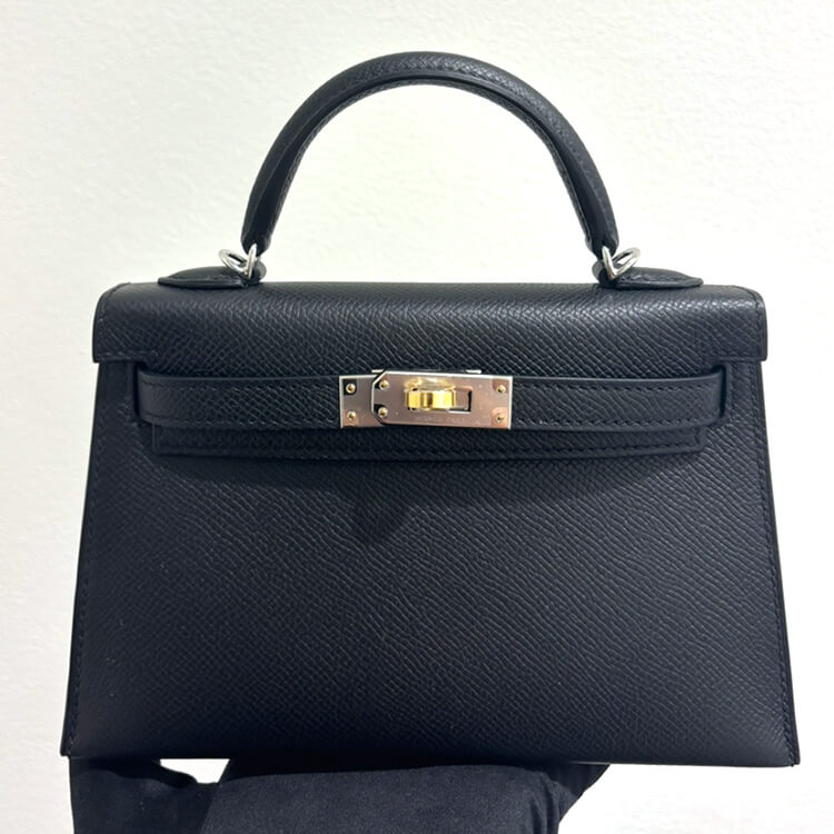 エルメス ミニケリー2 黒 エプソン エレクトラム金具 K刻印