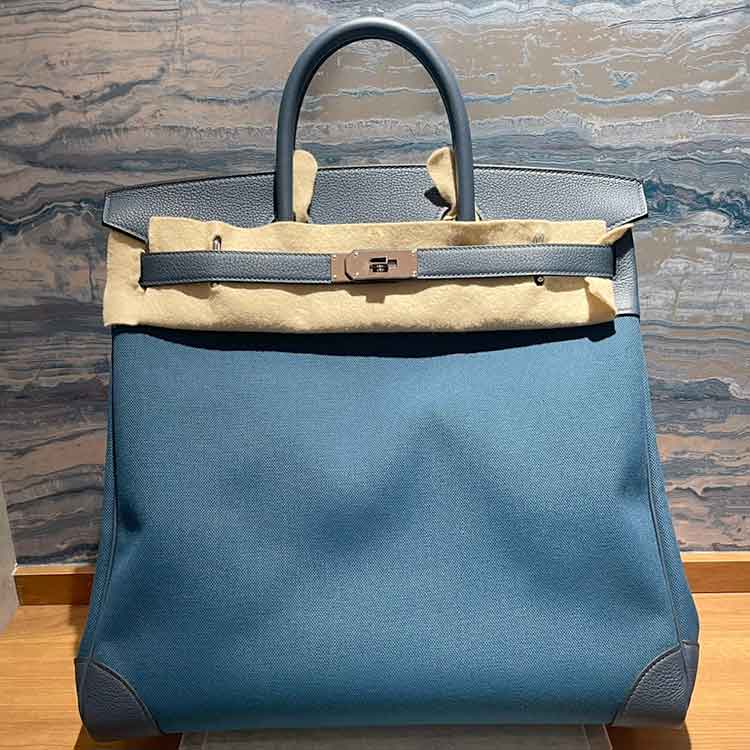 エルメス オータクロア40 ヴェールボスフォール/ブルー トワルミリタリー/エバーカラー シルバー金具 K刻印