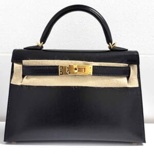 エルメス ミニケリー2 黒 ボックスカーフ ゴールド金具 K刻印