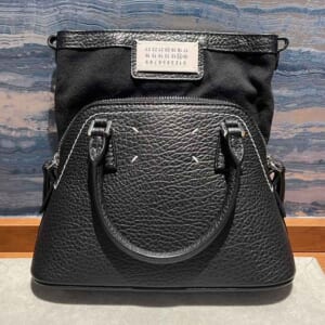 メゾンマルジェラ 2WAYハンドバッグ 5AC マイクロ カーフレザー/コットン 黒 シルバー金具 S56WG0081