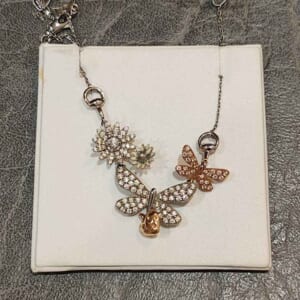 グッチ フローラコレクション ネックレス K18ピンクゴールド/ホワイトゴールド エナメル ダイヤモンド