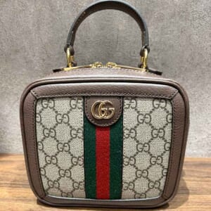 グッチ GGスプリーム オフィディア ハンドバッグ ブラウン レザー ゴールド金具 772157