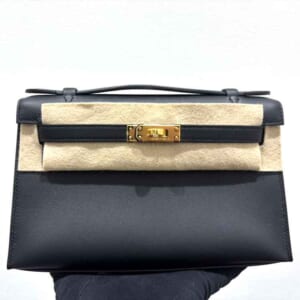 エルメス ポシェットケリー 黒 スイフト ゴールド金具 W刻印