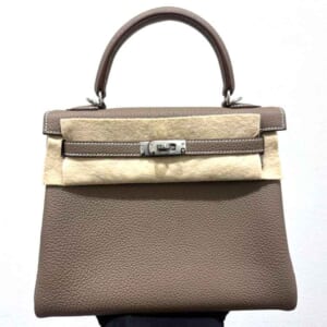 エルメス ケリー25 エトゥープ トゴ シルバー金具 W刻印