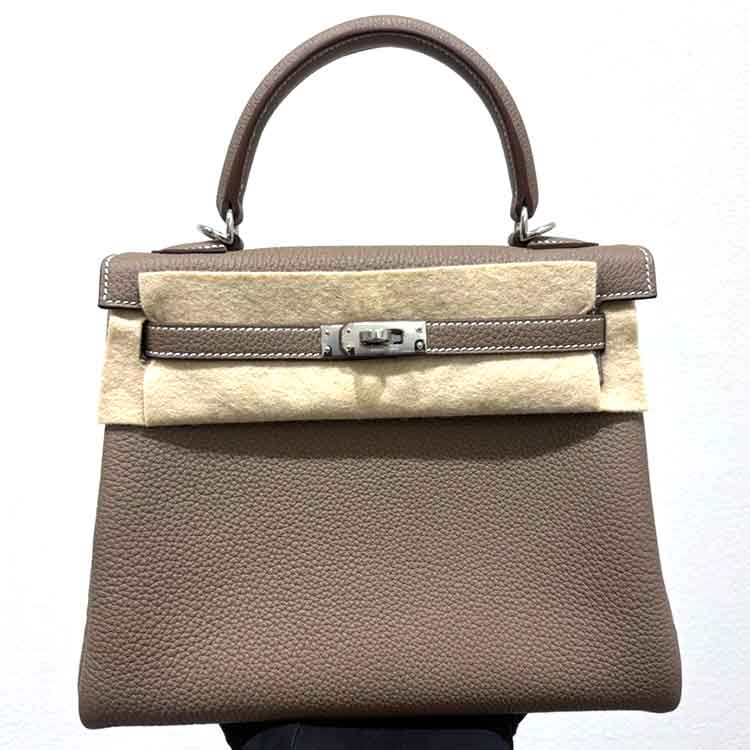 エルメス ケリー25 エトゥープ トゴ シルバー金具 W刻印