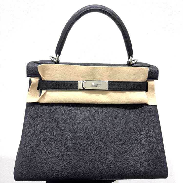 エルメス ケリー28 黒 トゴ シルバー金具 W刻印