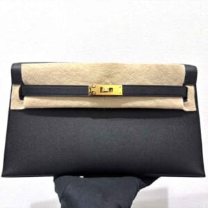 エルメス ケリーエラン 黒 エプソン ゴールド金具 K刻印
