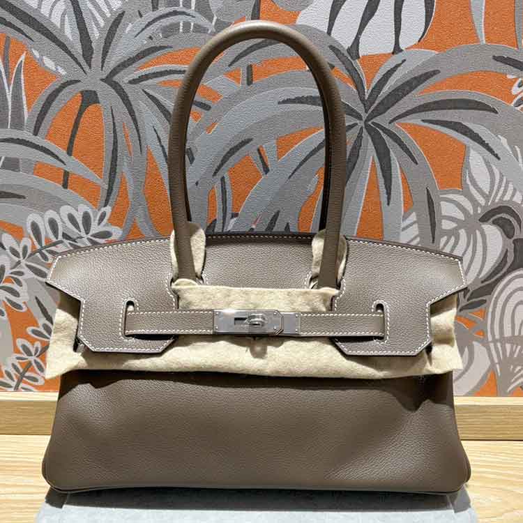 エルメス ショルダーバーキン29 エトゥープ エバーカラー シルバー金具 K刻印