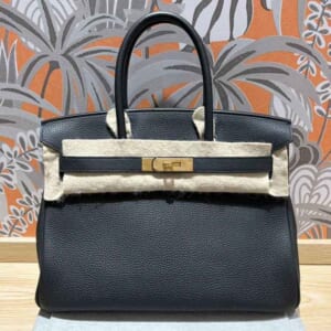 エルメス バーキン30 黒 トゴ ゴールド金具 A刻印