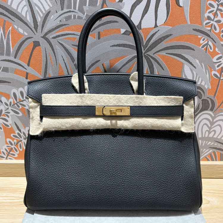 エルメス バーキン30 黒 トゴ ゴールド金具 A刻印