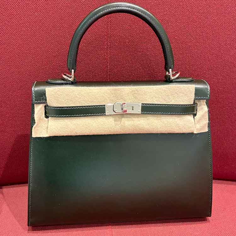 エルメス ケリー25 セリエ(外縫い) ヴェールフォンセ ボックスカーフ シルバー金具 B刻印