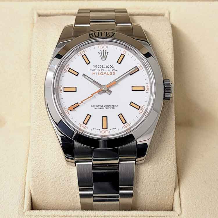 ロレックス ミルガウス 40mm ホワイト文字盤 SS オイスター 116400