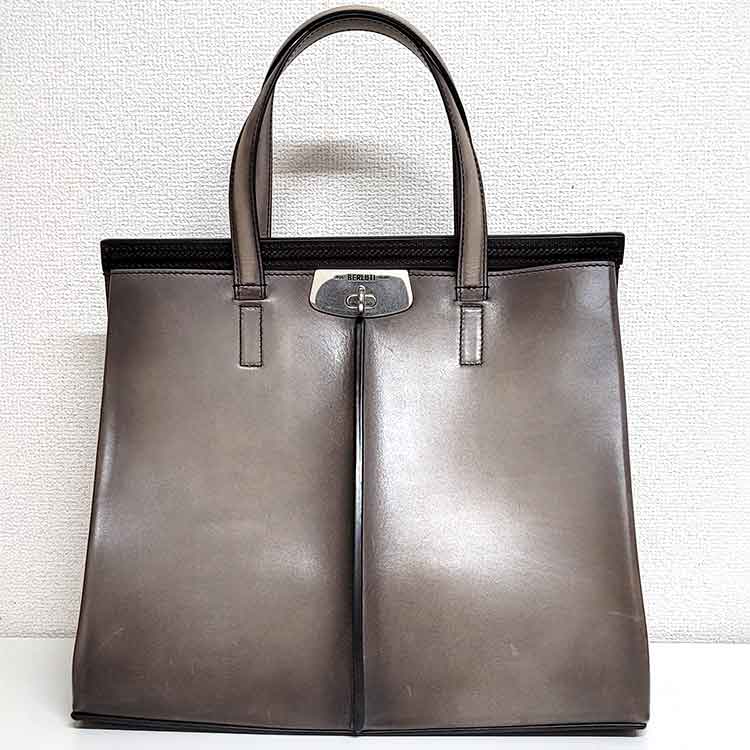 ベルルッティ ルッティ38 トートバッグ サンドグレー レザー シルバー金具 G0264